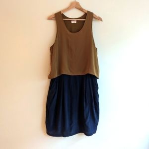 Gorman - Sand Wash Silk Layered Dress - Mustard + Navy - Au12